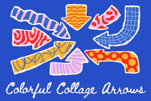 Colorful Collage Arrows Set: Dynamic Directional Elements for Modern Design