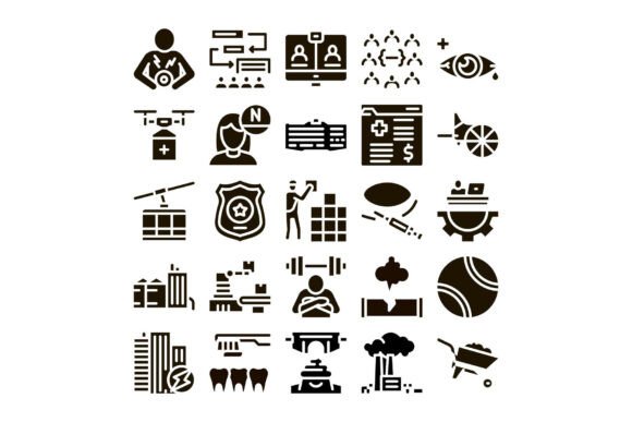 Diverse Collection of Modern Business Icons: Enhancing Design and Communication Across Industries
