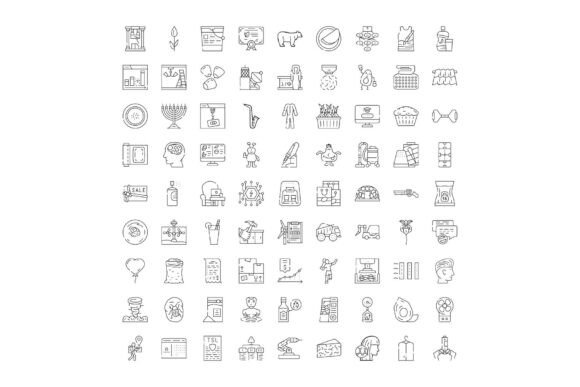 Diverse Line Icons Representing Modern T: Enhancing Visual Communication in Digital Workflows