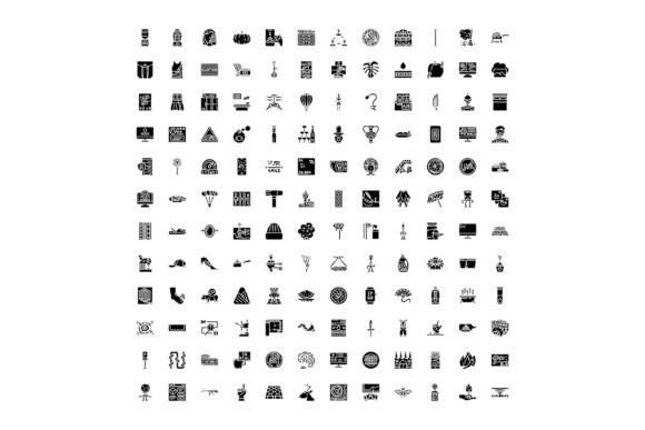 Enhancing Digital Interfaces with a Collection of Diverse Black Glyph Icons