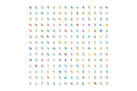 Isometric Icons Set Creating Diverse App