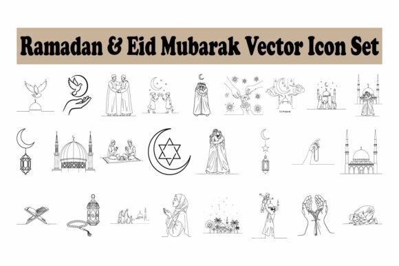 Ramadan and Eid Mubarak Vector Icon Set: A Creative Resource for Holiday Projects