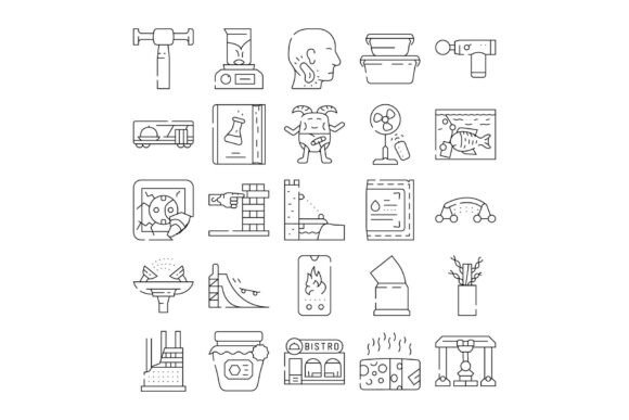 Strategic Value of a Collection of Outline Icons Representing Diverse Concepts and Household Items