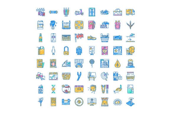 Variety of Hand Drawn Scratch Icons Coll: A Creative Resource for Designers