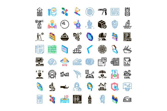 Various Concept Web Design Elements: Clean Flat Icons for Modern Design